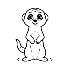 Cute vector illustration Meerkat drawing for colouring page