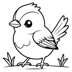 Vector illustration of a cute Sparrow doodle for kids coloring worksheet