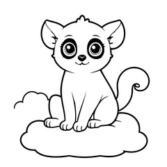 Simple vector illustration of Lemur hand drawn for kids coloring page