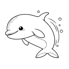 Vector illustration of a cute Orca doodle for children worksheet