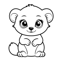 Simple vector illustration of Lemur drawing for toddlers colouring page