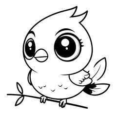 Cute vector illustration Bird doodle for kids coloring worksheet