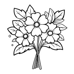 Cute vector illustration Bouquet drawing for kids colouring page