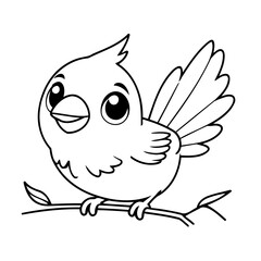 Vector illustration of a cute Cardinal doodle for toddlers colouring page