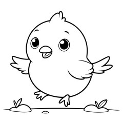 Cute vector illustration Bird drawing for colouring page
