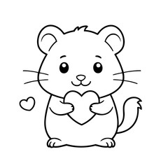Simple vector illustration of Hamster hand drawn for kids page