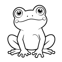 Cute vector illustration Frog drawing for kids colouring activity