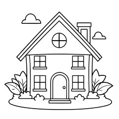 Simple vector illustration of House outline for colouring page