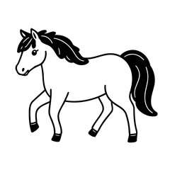 Vector illustration of a cute Horse doodle for children worksheet
