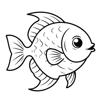 recommend clip art: Simple vector illustration of Tetra drawing for kids colouring page