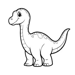 Simple vector illustration of Brachiosaurus hand drawn for kids coloring page