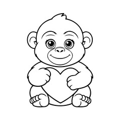 Cute vector illustration Gorilla drawing for toddlers coloring activity
