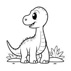 Cute vector illustration Brachiosaurus doodle for toddlers colouring page