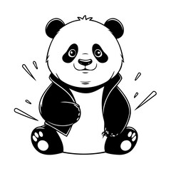 Vector illustration of a cute Panda drawing for toddlers colouring page