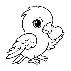 Vector illustration of a cute Macaw doodle for toddlers colouring page