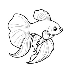Cute vector illustration Betta for kids colouring page