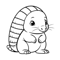 Vector illustration of a cute Armadillo doodle colouring activity for kids