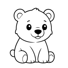Vector illustration of a cute Bear drawing for toddlers coloring activity
