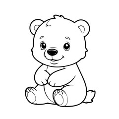 Vector illustration of a cute Bear drawing for toddlers coloring activity