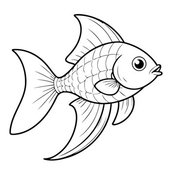recommend clip art: Cute vector illustration Swordtail drawing for children page