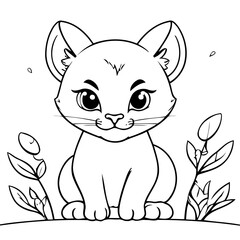 Simple vector illustration of Puma hand drawn for toddlers