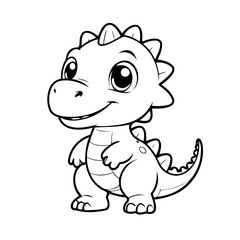 Cute vector illustration Dino colouring page for kids