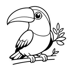 Simple vector illustration of Toucan outline for colouring page