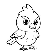 Cute vector illustration Cardinal doodle black and white for kids page