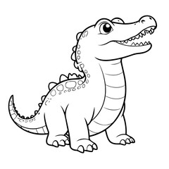 Cute vector illustration Alligator doodle for toddlers colouring page