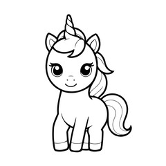 Vector illustration of a cute Unicorn doodle for kids colouring page