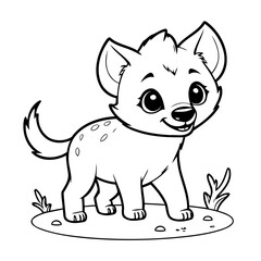 Cute vector illustration Hyena colouring page for kids