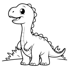 Vector illustration of a cute Brachiosaurus drawing for colouring page