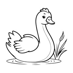 Cute vector illustration Swan hand drawn for kids coloring page