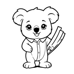 Simple vector illustration of Koala drawing for toddlers colouring page
