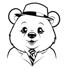 Simple vector illustration of Bear hand drawn for kids page