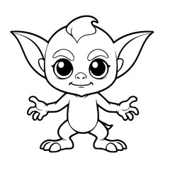Simple vector illustration of Goblin for kids coloring page