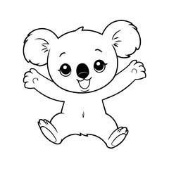 Simple vector illustration of Koala hand drawn for kids page