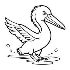Cute vector illustration Pelican hand drawn for kids coloring page