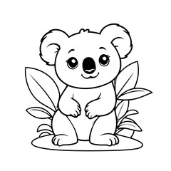 Vector illustration of a cute Koala drawing for toddlers coloring activity