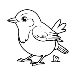 Cute vector illustration Robin colouring page for kids