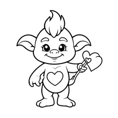 Simple vector illustration of Troll for kids coloring page