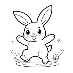 Cute vector illustration Rabbit doodle colouring activity for kids