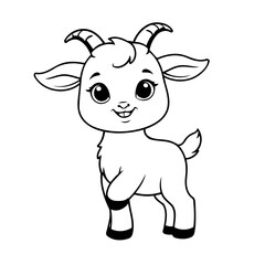 Simple vector illustration of Goat drawing for toddlers book