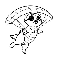 Cute vector illustration Meerkat drawing colouring activity