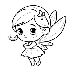 Cute vector illustration Fairy drawing for children page