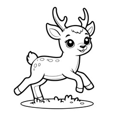 Cute vector illustration Deer drawing colouring activity