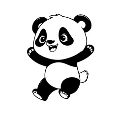 Cute vector illustration Panda doodle for toddlers coloring activity