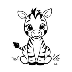 Simple vector illustration of Zebra drawing for children page