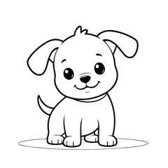 Vector illustration of a cute Dog drawing for kids colouring activity