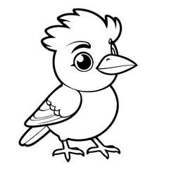 Vector illustration of a cute BlueJay doodle for toddlers worksheet